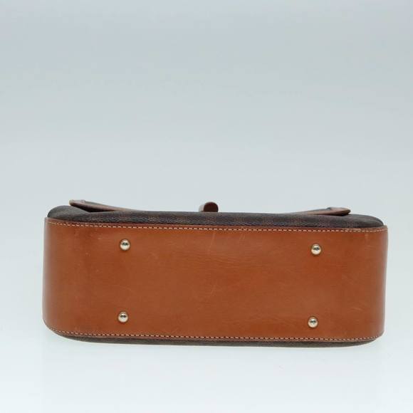 CELINE Macadam Canvas Hand Bag PVC Leather 2way Brown Gold Auth 91303 - Picture 6 of 16